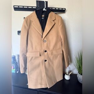 DKNY X-Small Men Hooded Coat New DXS84619 Tan